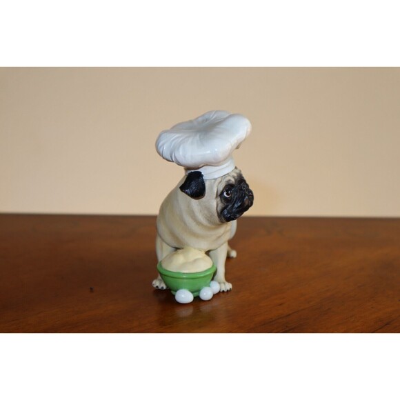 Westland Giftware PUGNACIOUS Pug CHEF Baker Figure Whisk Tail Small Blemishes - Picture 3 of 11